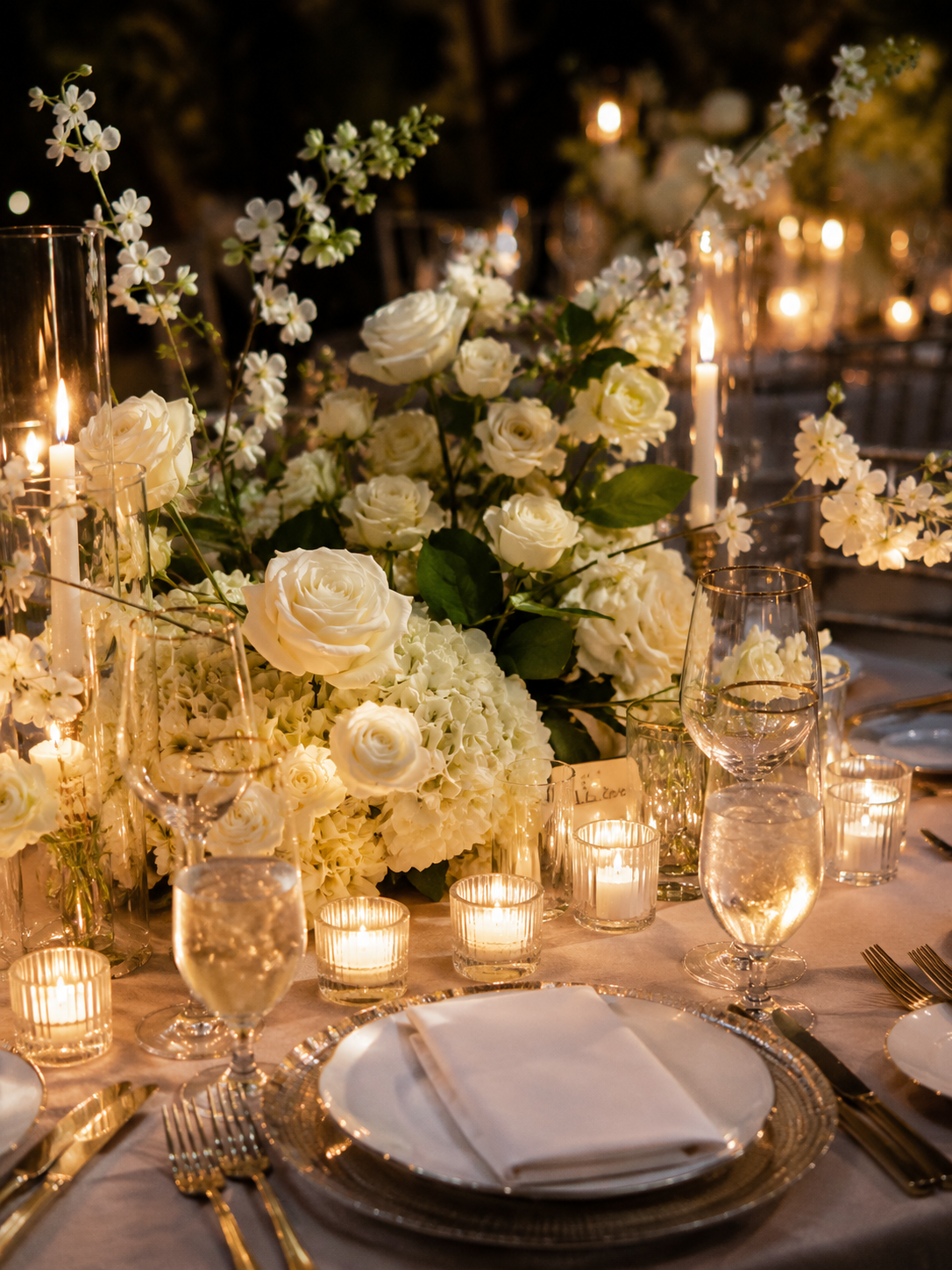 Candlelit wedding table